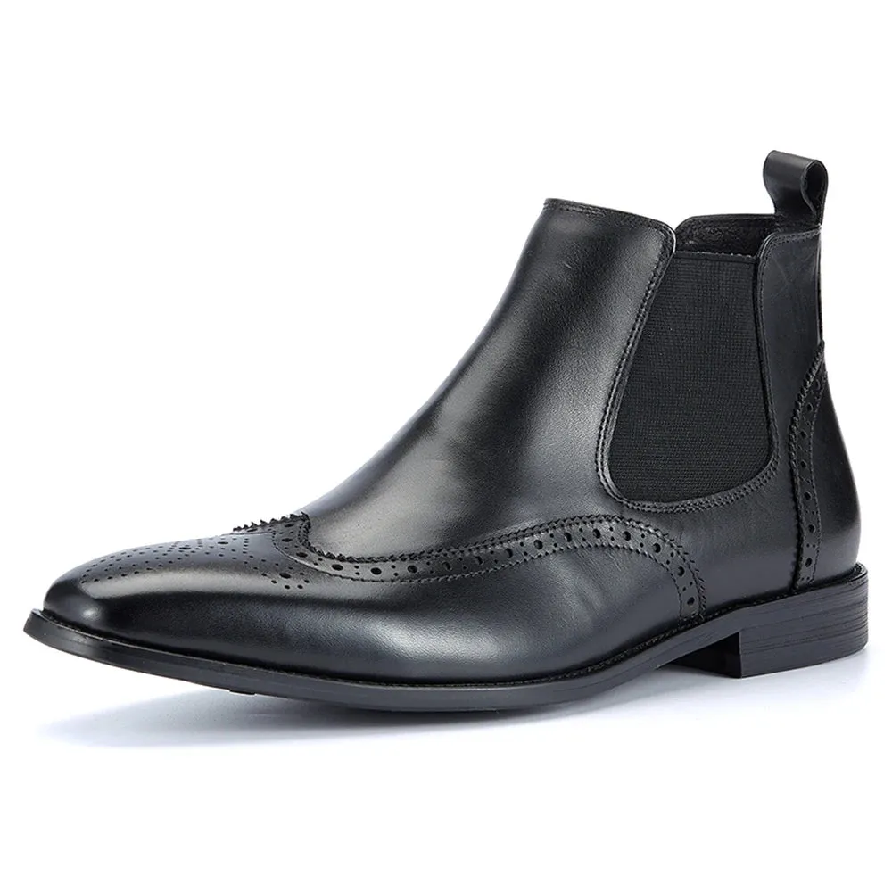 Trend4us Men's Handmade Brogue Chelsea Boots