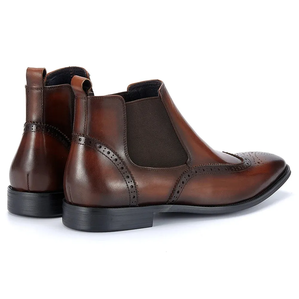 Trend4us Men's Handmade Brogue Chelsea Boots