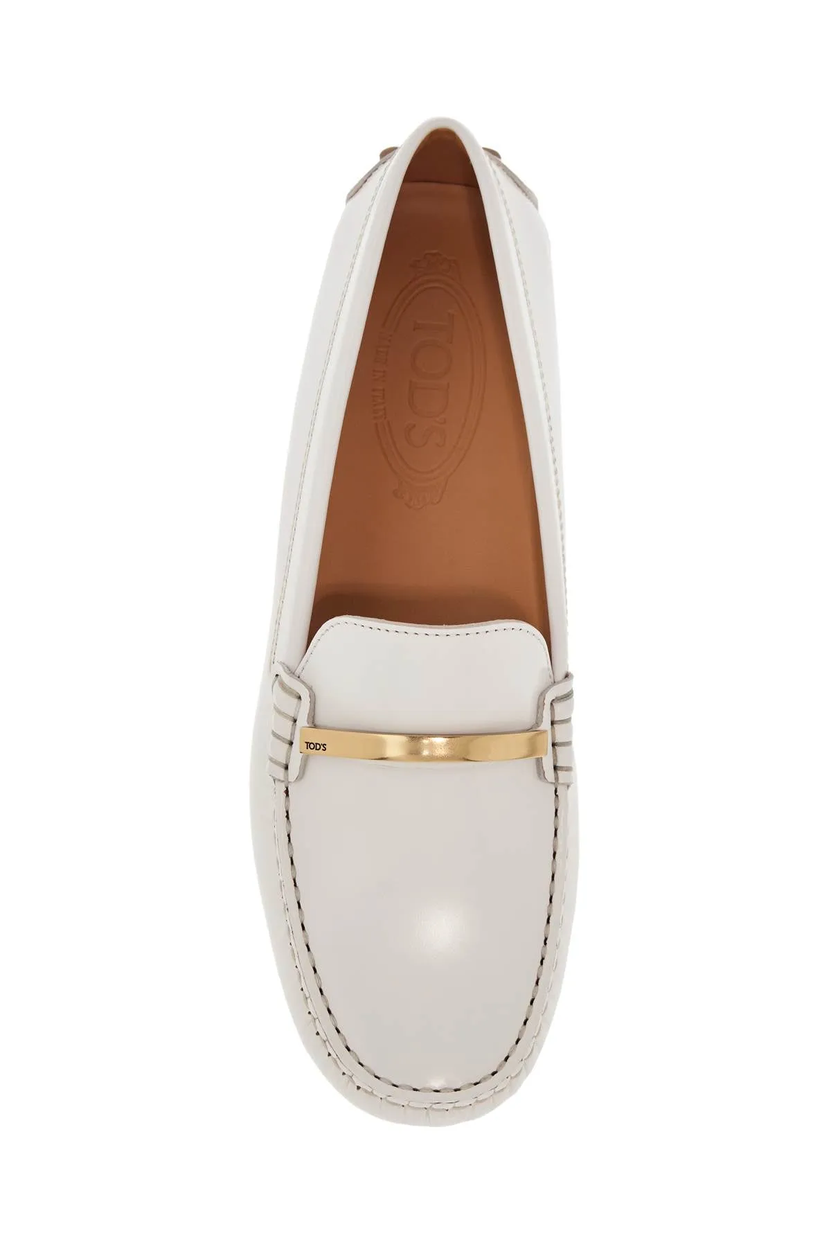 WHITE LIME CALFSKIN DRIVING LOAFER WITH LOW HEEL