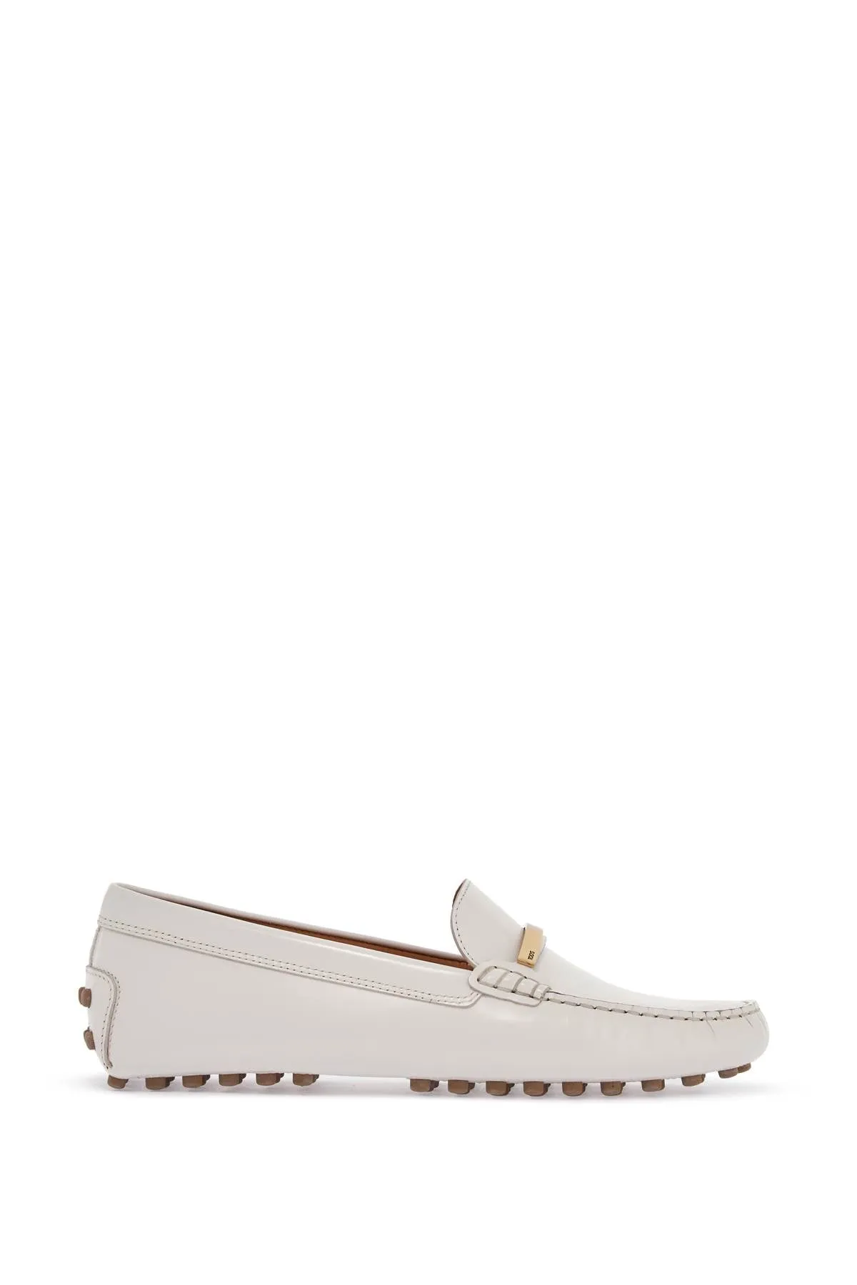 WHITE LIME CALFSKIN DRIVING LOAFER WITH LOW HEEL