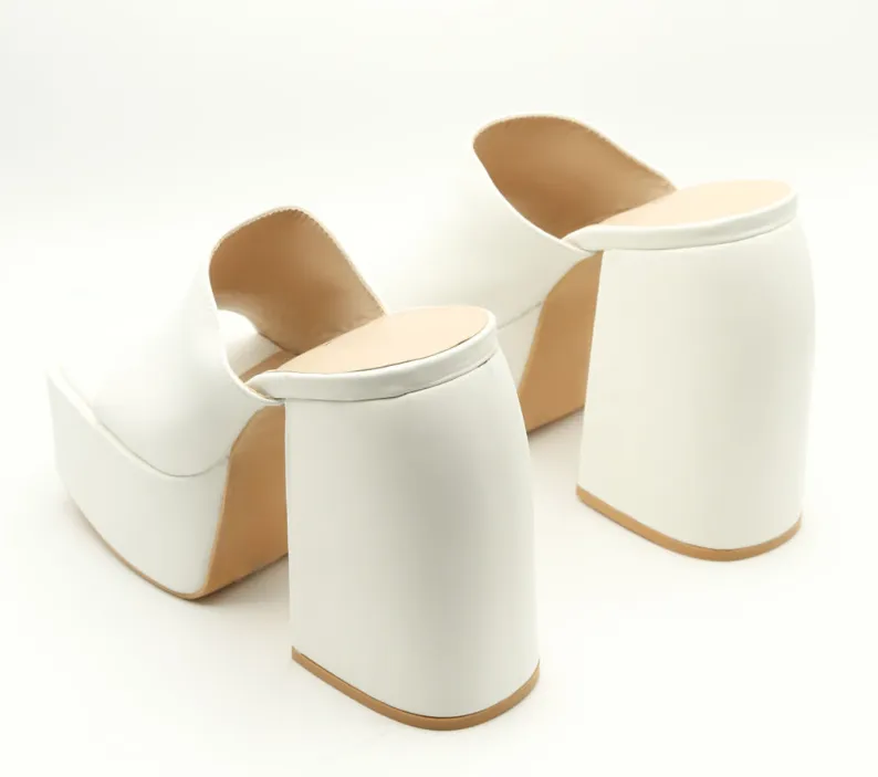 White Open Toe Platform Heel