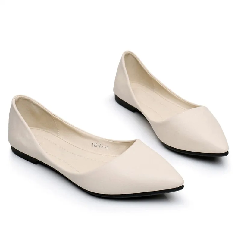 Women's Spring/Autumn Leather Pointed Toe Flats