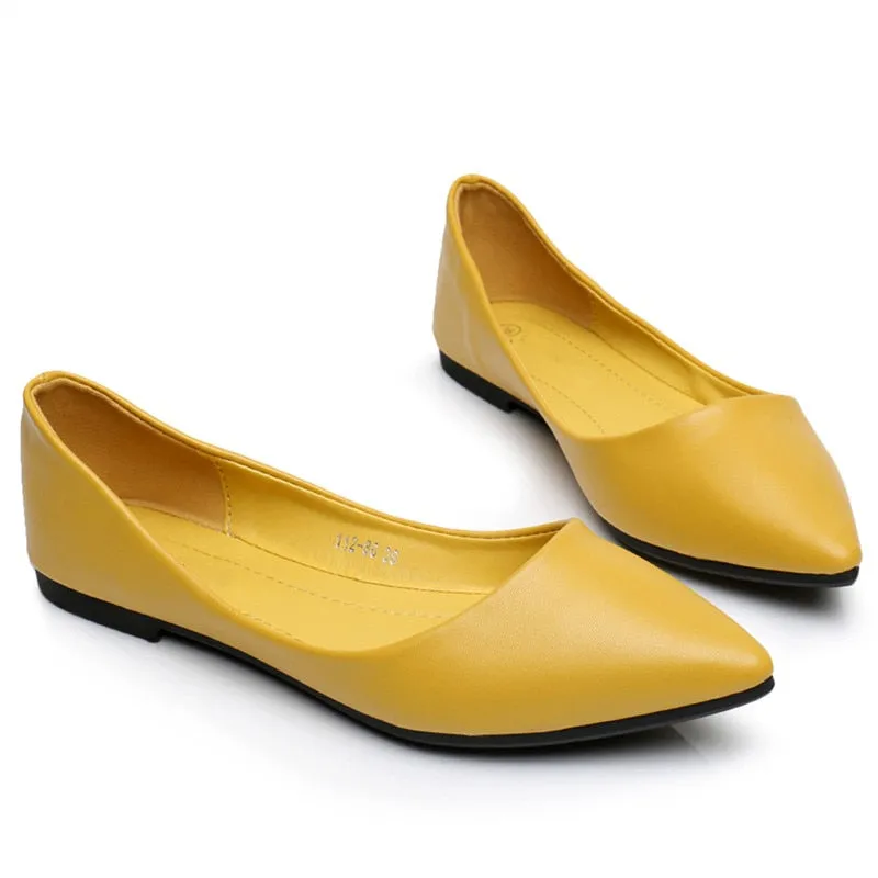 Women's Spring/Autumn Leather Pointed Toe Flats